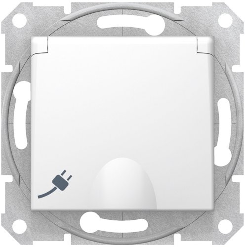 Розетка с заземлением без рамки Schneider Electric Sedna 1-м. крышка шторки белый фото Розетка с заземлением без рамки Schneider Electric Sedna 1-м. крышка шторки белый картинка